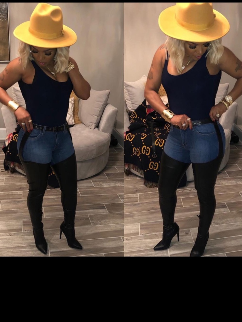 Black Lace-Up Over-the-Knee thigh high with belt boots